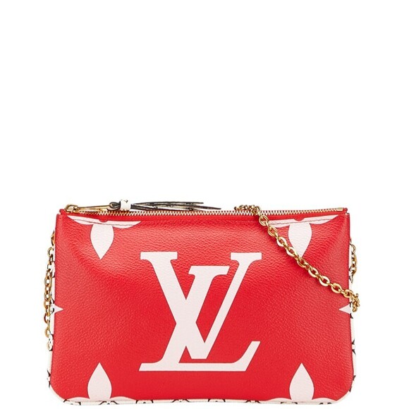 Louis Vuitton Handbags - Louis Vuitton Giant Double Zip Chain Shoulder Bag Rouge Red Pink